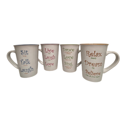Mulberry Inspirational Ceramic Mugs - Set of 4 - Coffee Tea Cups - Dishwasher Safe