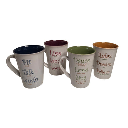 Mulberry Inspirational Ceramic Mugs - Set of 4 - Coffee Tea Cups - Dishwasher Safe