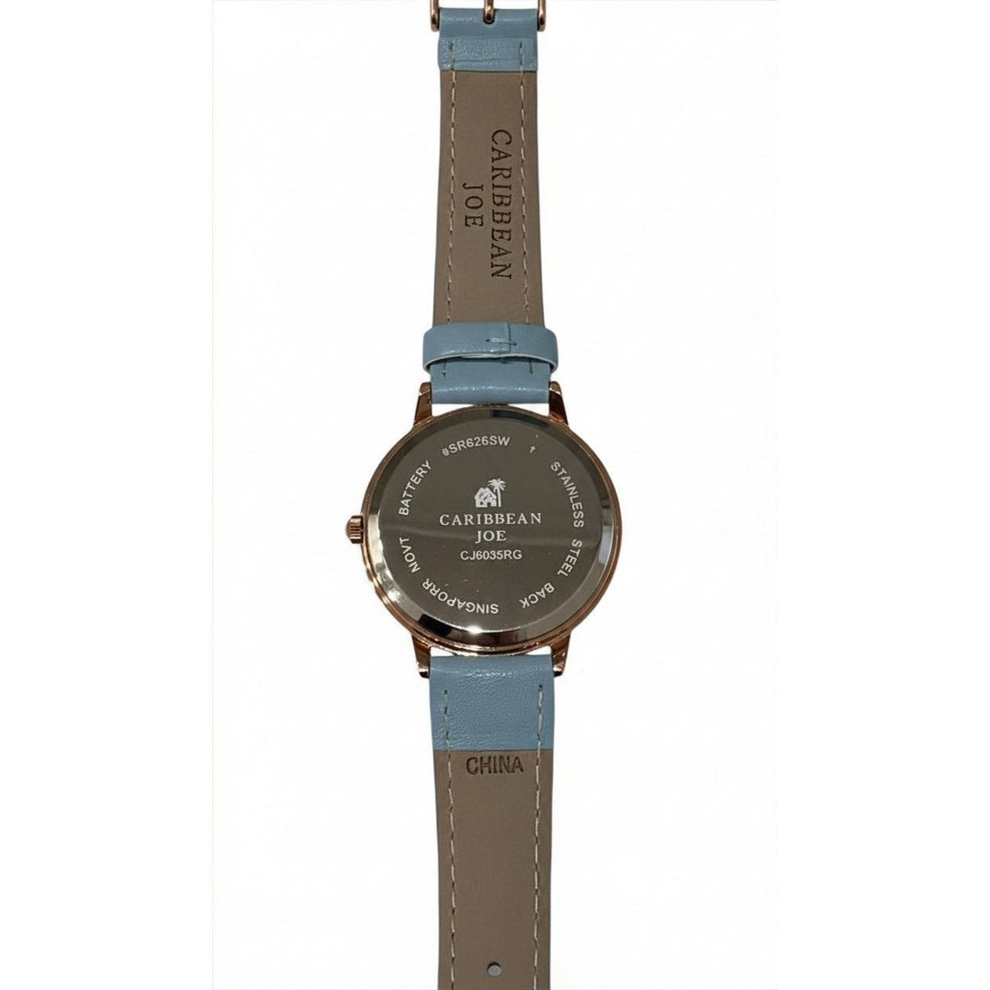 Caribbean Joe Women's Nautical Ship Wheel Watch Rose Gold Blue Band
